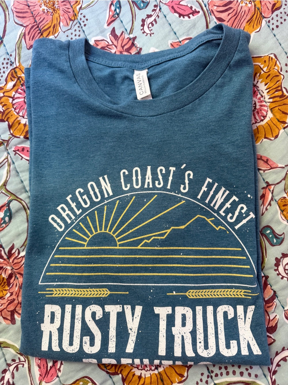 Rusty Truck Brewing Oregon, Blue Graphic Tee - Bella Canvas Brand